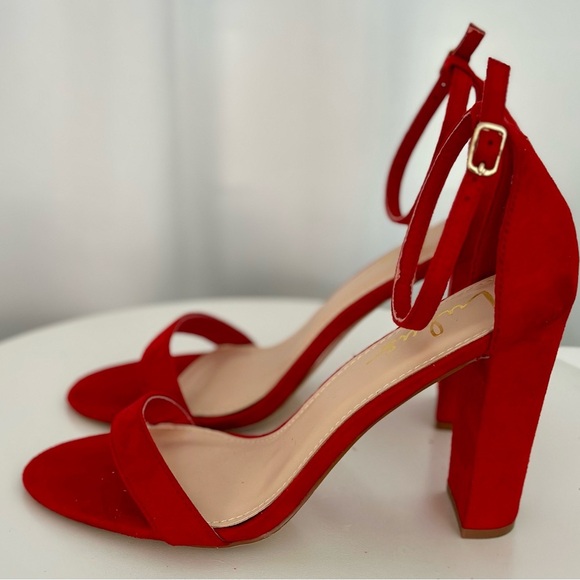 Lulu's Red Suede Ankle Strap Heels (SH90) - Picture 6 of 11